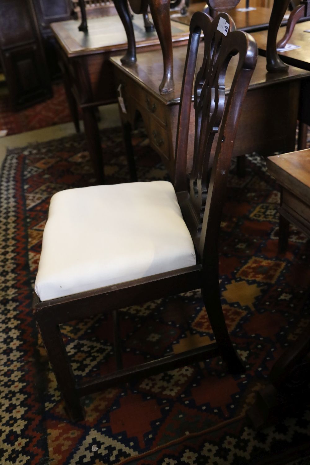 A late Victorian walnut framed armchair and a Chippendale style chair (2)